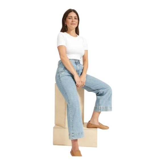 Everlane Wide Leg Crop Jean Size 29 Ankle in Light Indigo Wash - Picture 6 of 16